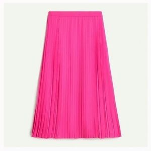 J.Crew Long Pleated Midi Skirt on Fuschia / Neon Flamingo
